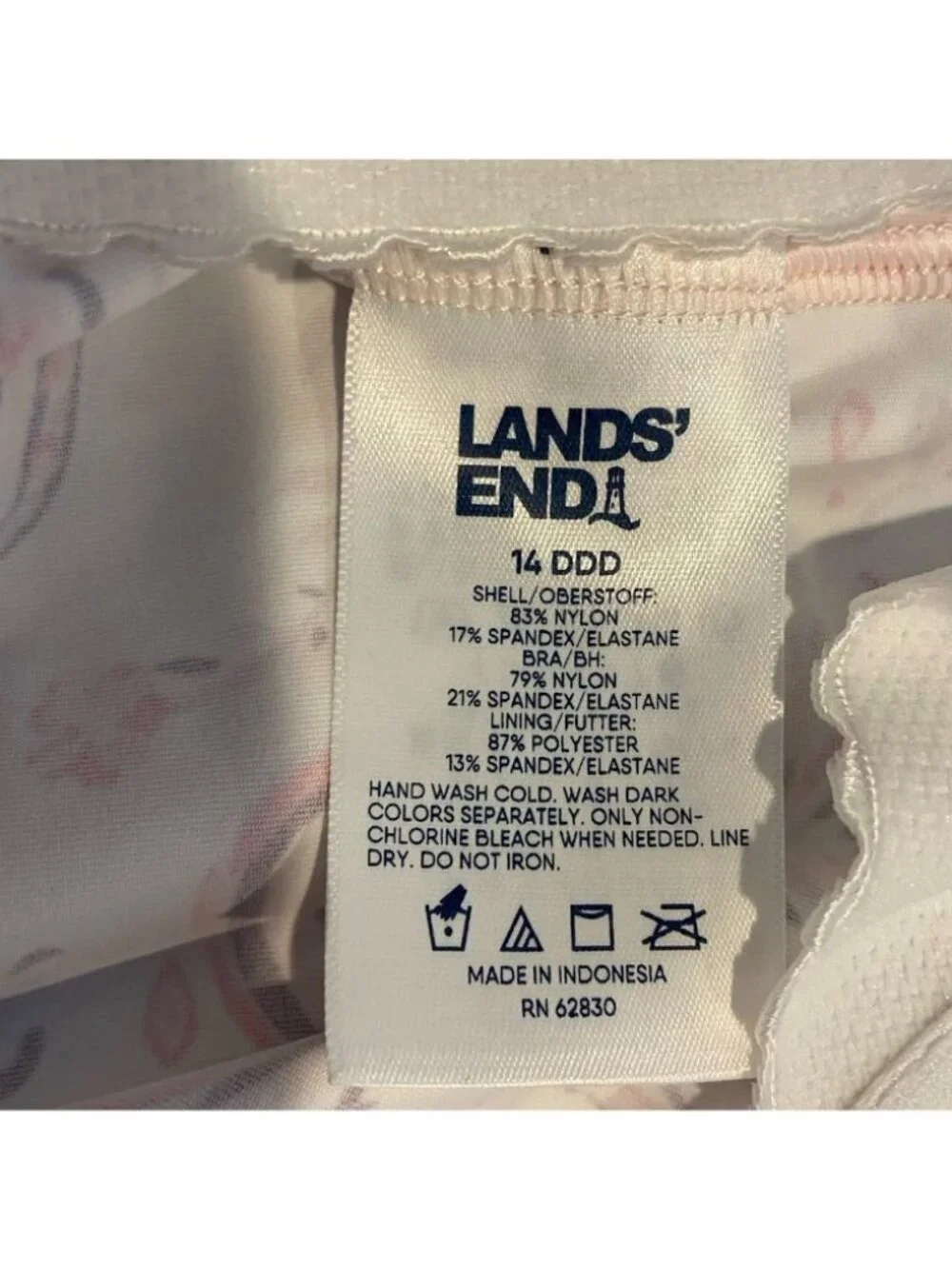 NWT Lands' End Tankini Top Bathing Suit Swim Underwire Pink Purple 16DDD New